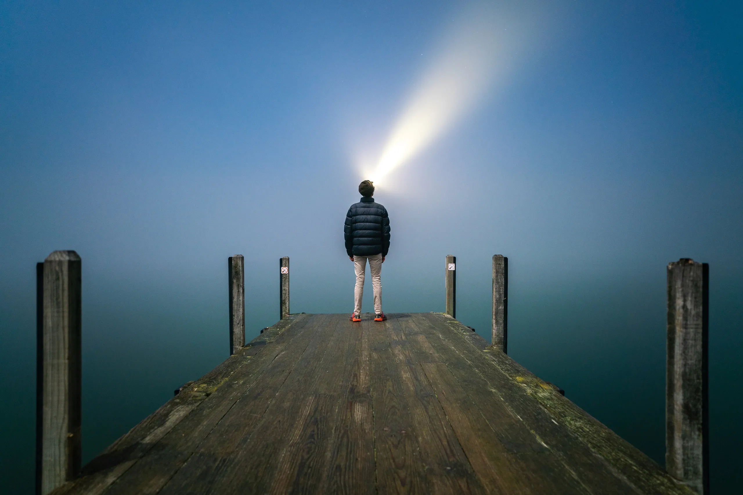 A night walk didn't reveal any kiwi, but a narrow layer of dense fog settled over the lake making for dramatic sights