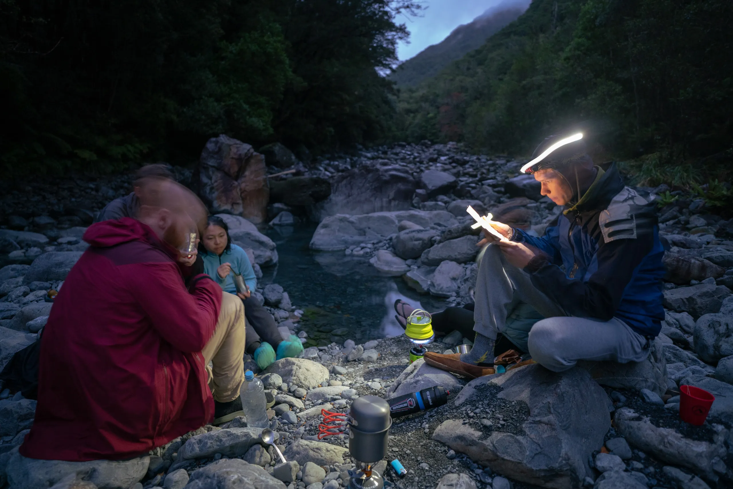 Dinner time beside the hot pools