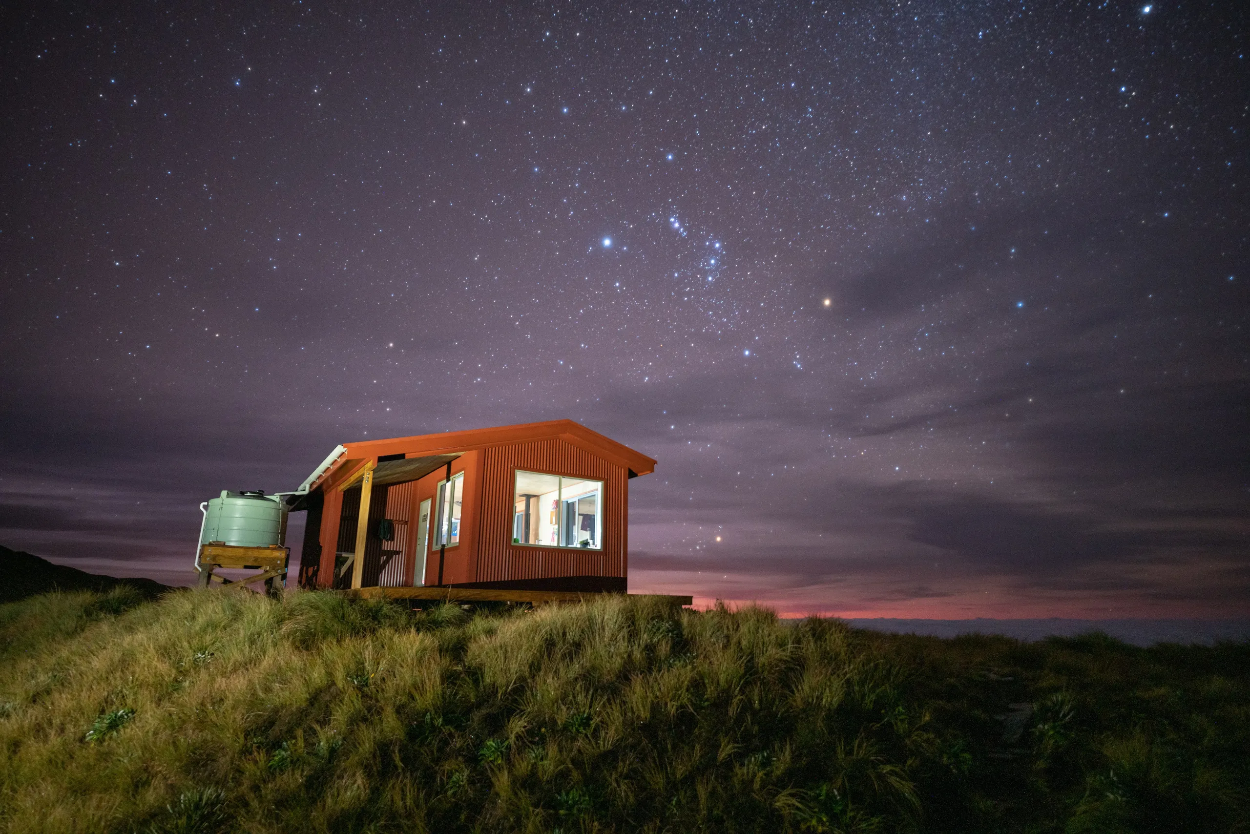 Mataketake Hut after sundown