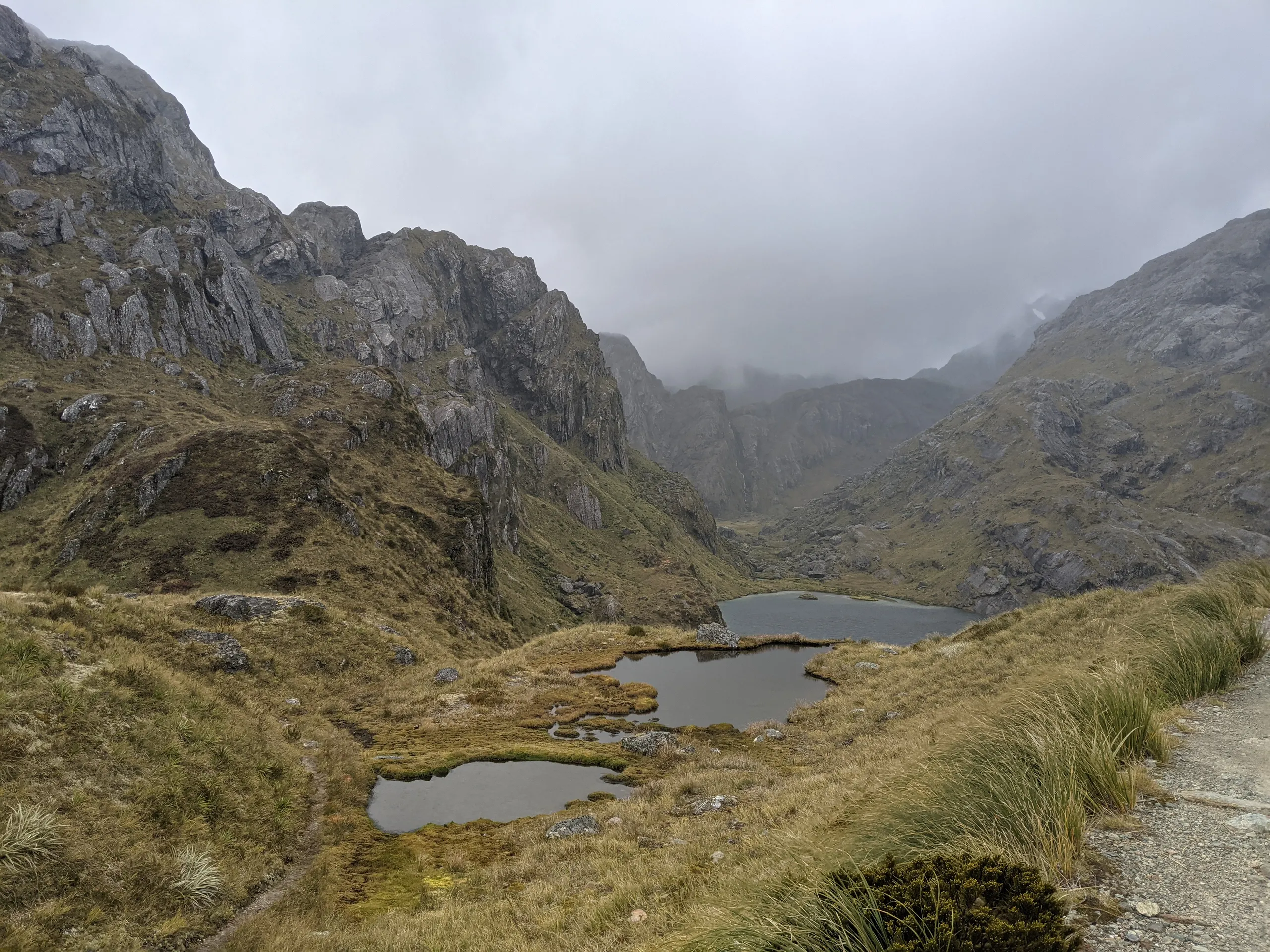 Tarns just beyond Harris Saddle Shelter