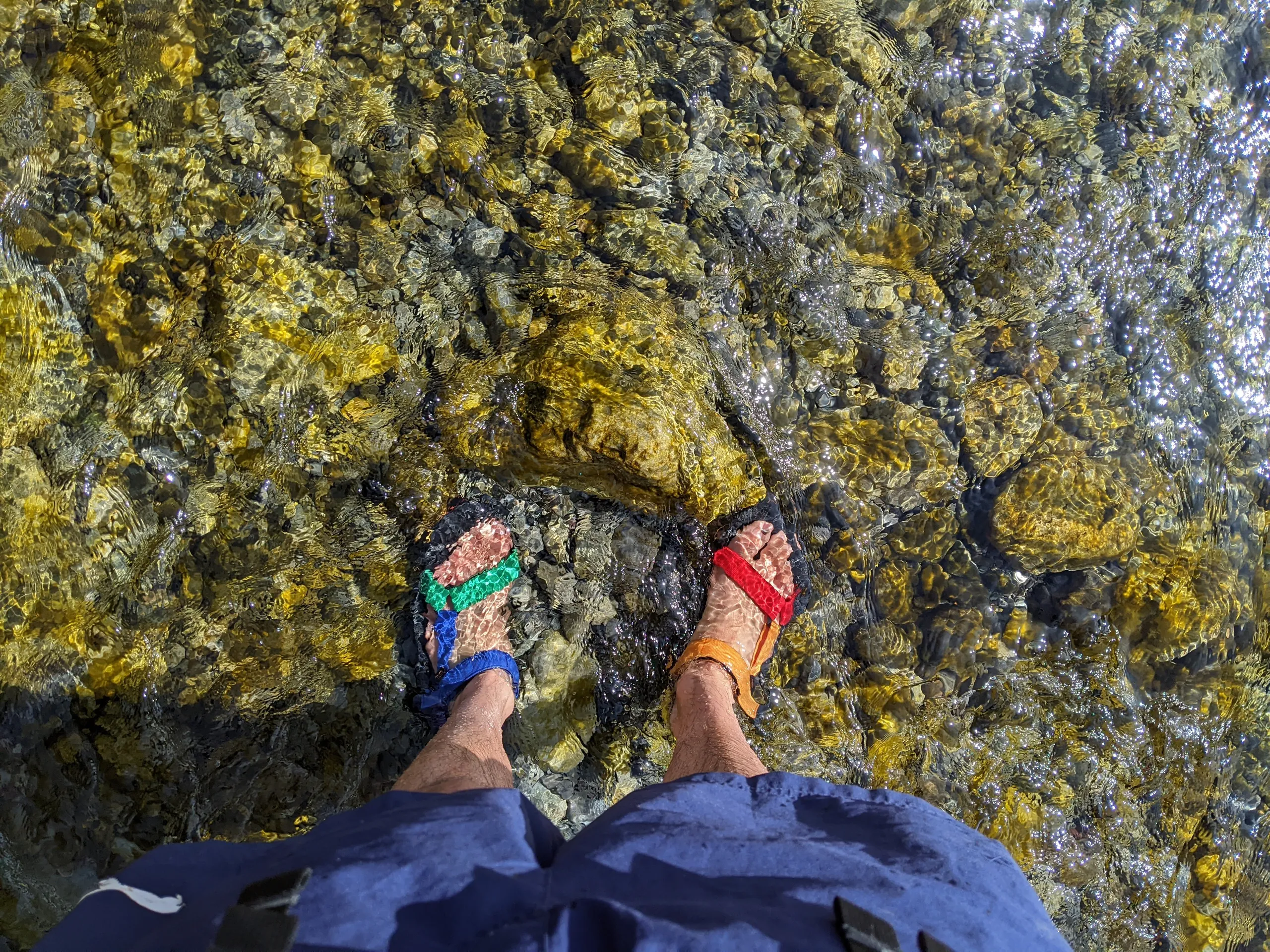 The mighty Tevas performed spectacularly for the half hour of river crossings after leaving the hut on our way out