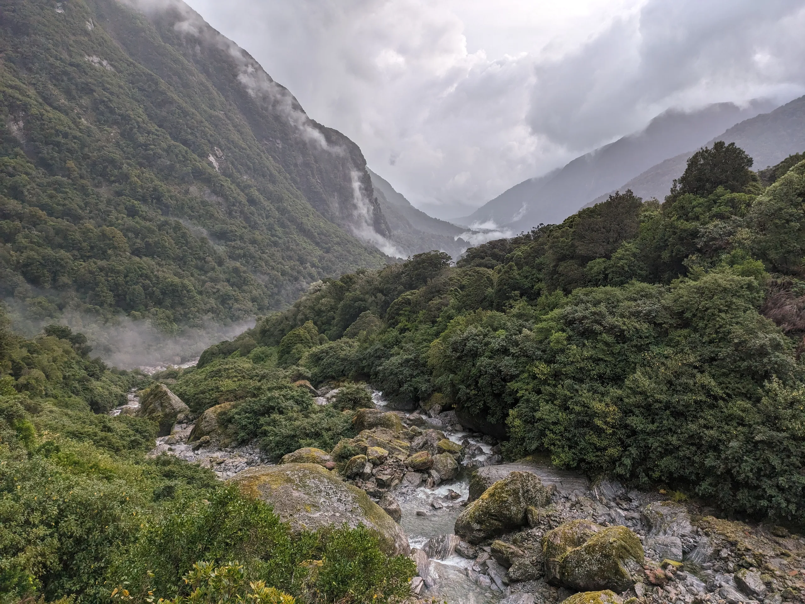 Looking down the Copland Valley from Shiels Creek